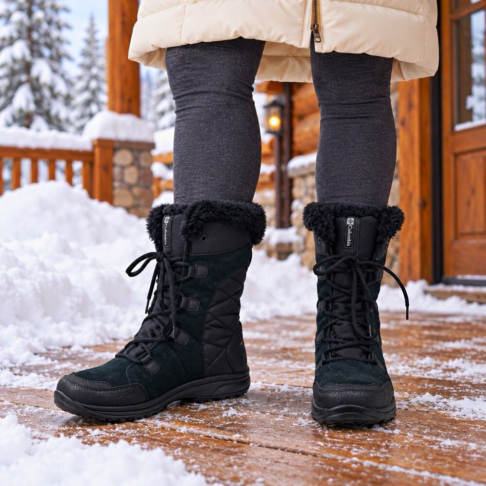 Columbia Ice Maiden II Womens 10.5 Black Waterproof Winter Snow Boots BL1581